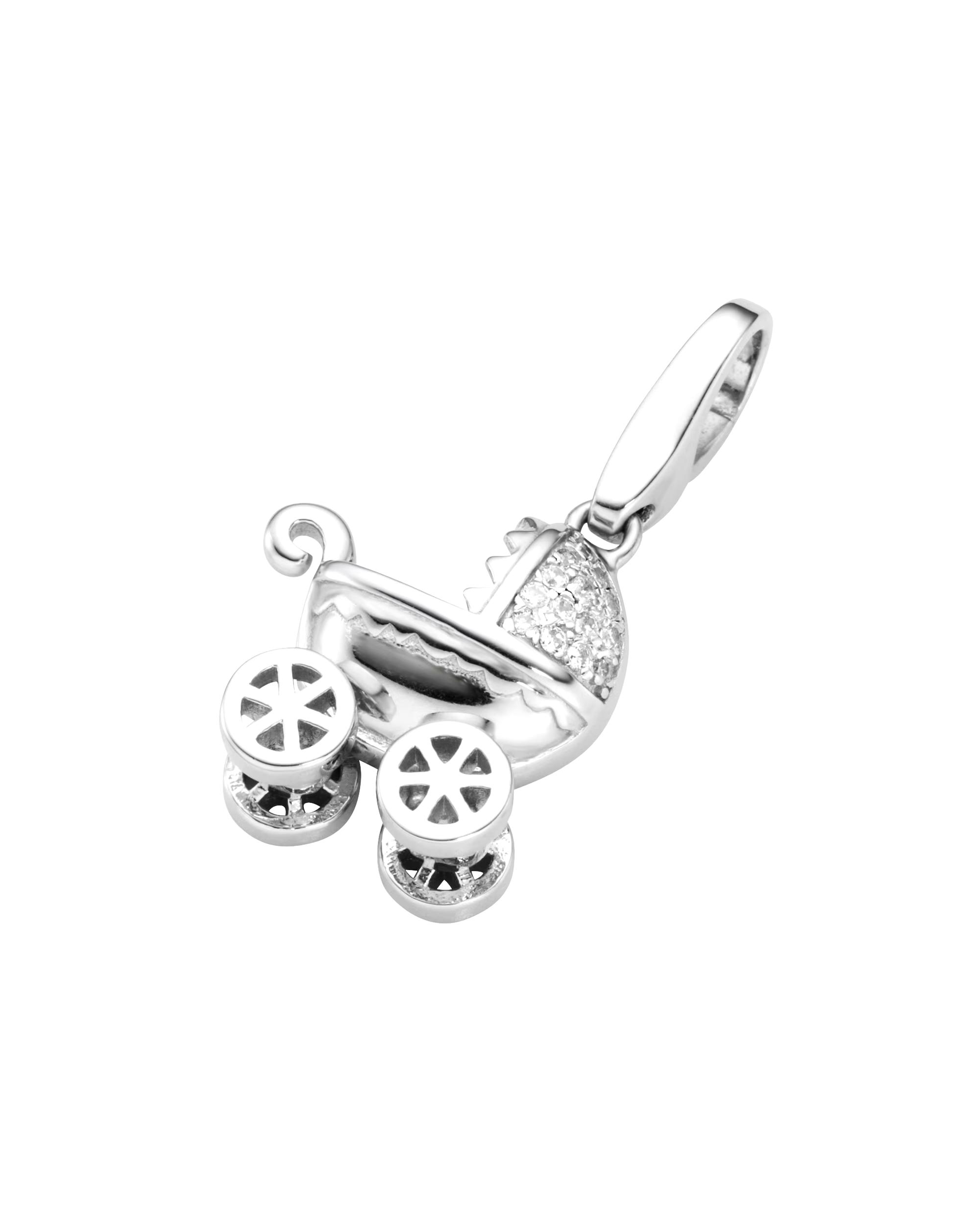 Giorgio Martello Milano jewelry pendant charm stroller with zirconia stones, silver 925