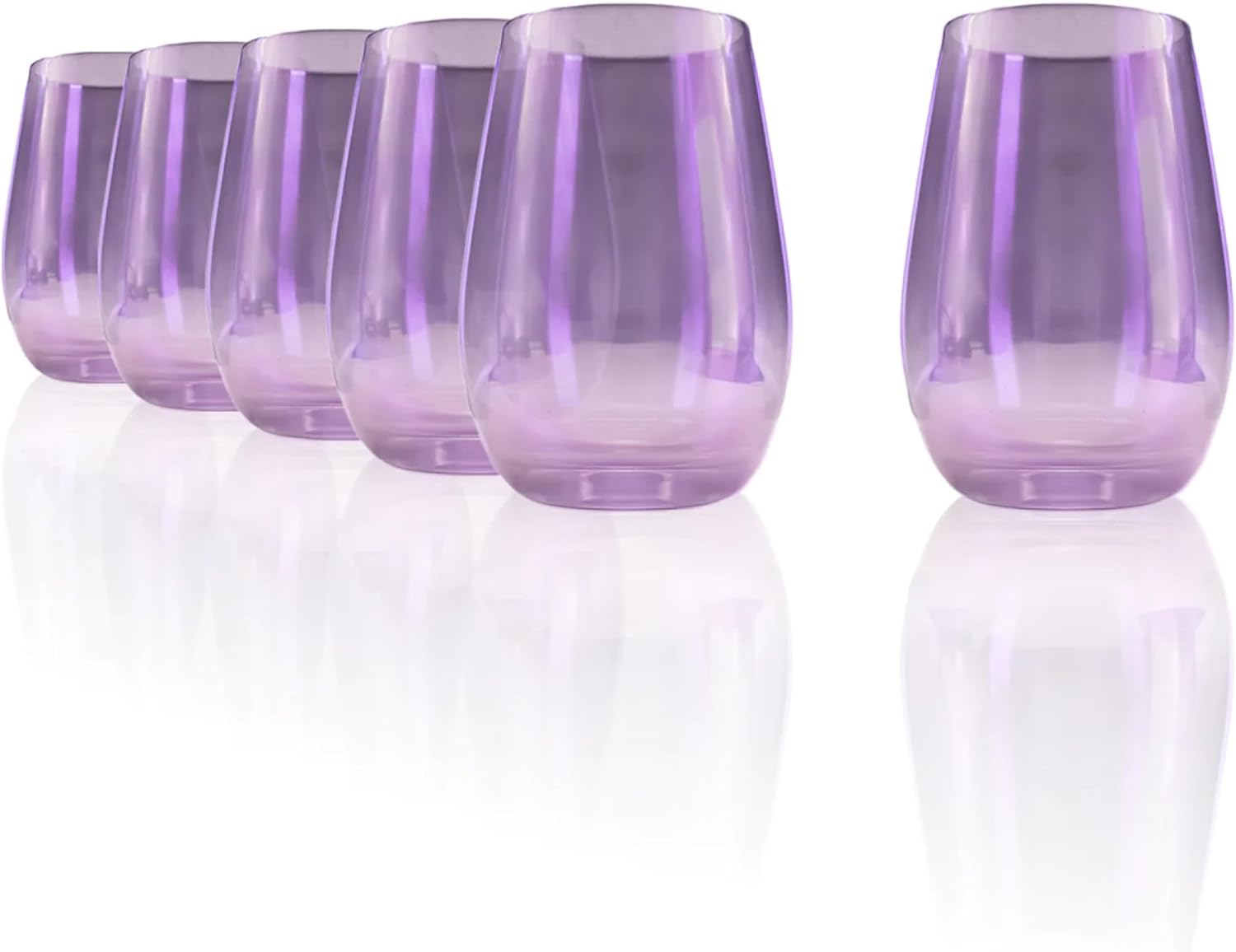 Stölzle Lausitz Long Drink Cups Mirror Purple / Set of 6 Drinking Glasses / Cocktail Glasses / High-Quality Long Drink Glasses Set in Mirrored Look / Gin Glasses / Highball Glasses