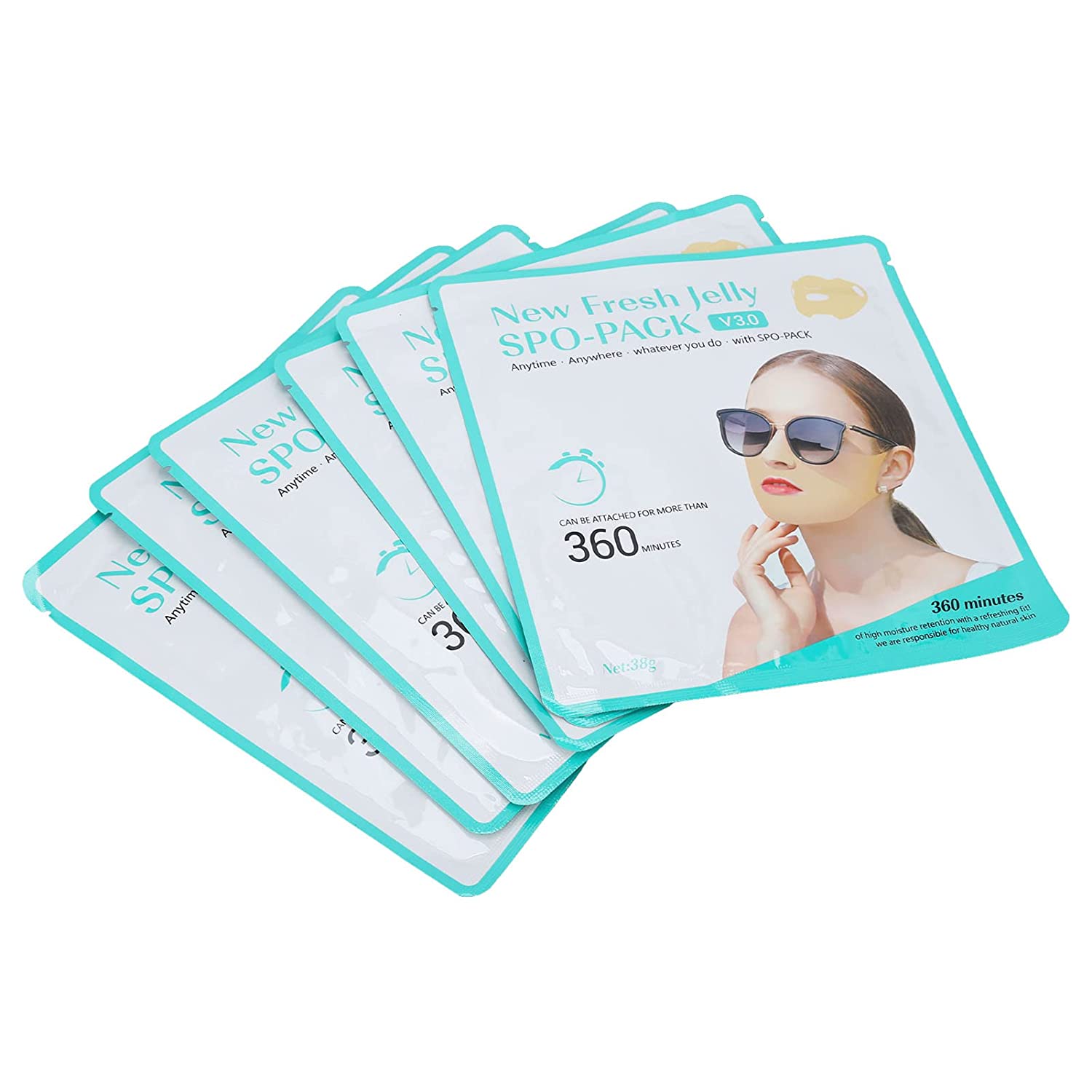 Dioche 6 Piece Sun Protection Hydrogel Mask Moisturising Disposable Half Cover Hanging Ear Sun Protection Cooling Patch UV Control Gel Mask Sun Protection Gel Mask Moisturising