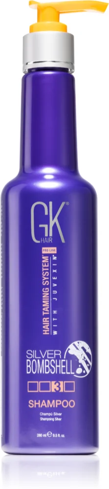 GK Hair Silver Bombshell Shampoo for blonde hair neutralizes brass undertones