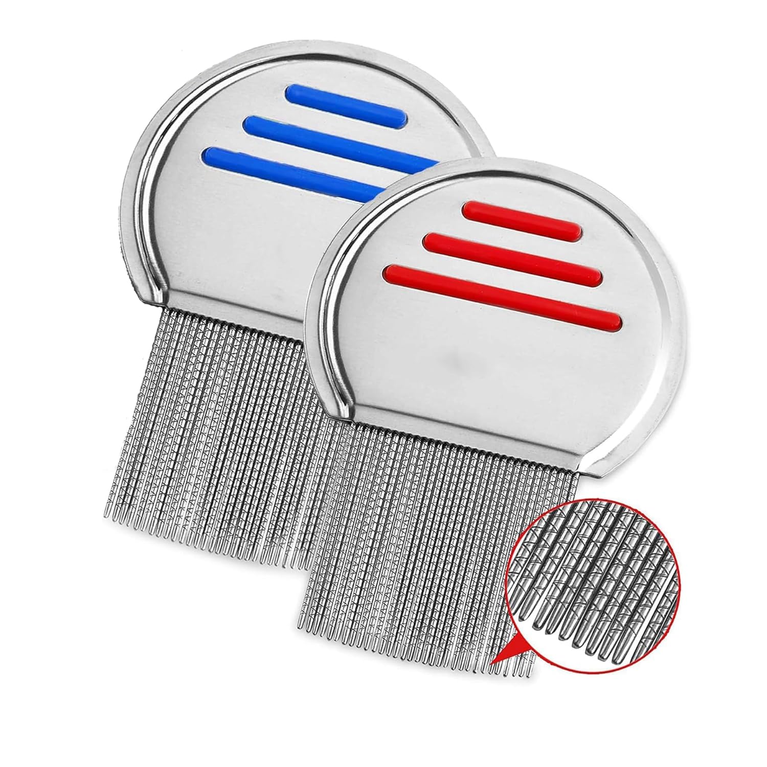 Pack of 2 Lice Comb, Nit Comb, Extra Fine Children\'s Reusable Lice Comb, Safely Removes Lice, for Children Pets, Head Lice Treatment (Red and Blue)