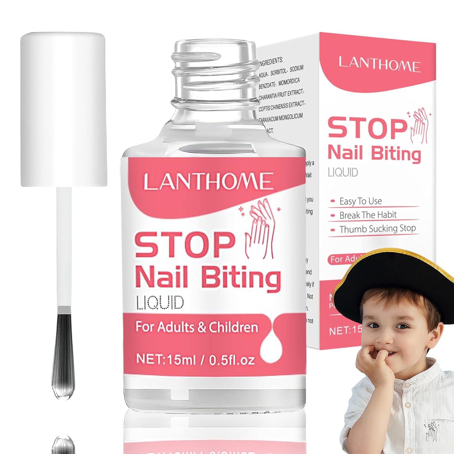 15 ml Stop Nail Chewing Nail Polish - Stop Nail Chewing for Children, Thumb Sucking, Stop Nails Polish, Stop Prevents Nail Chewing and Thumb Sucking for Children and Adults, No Bite Nail Polish