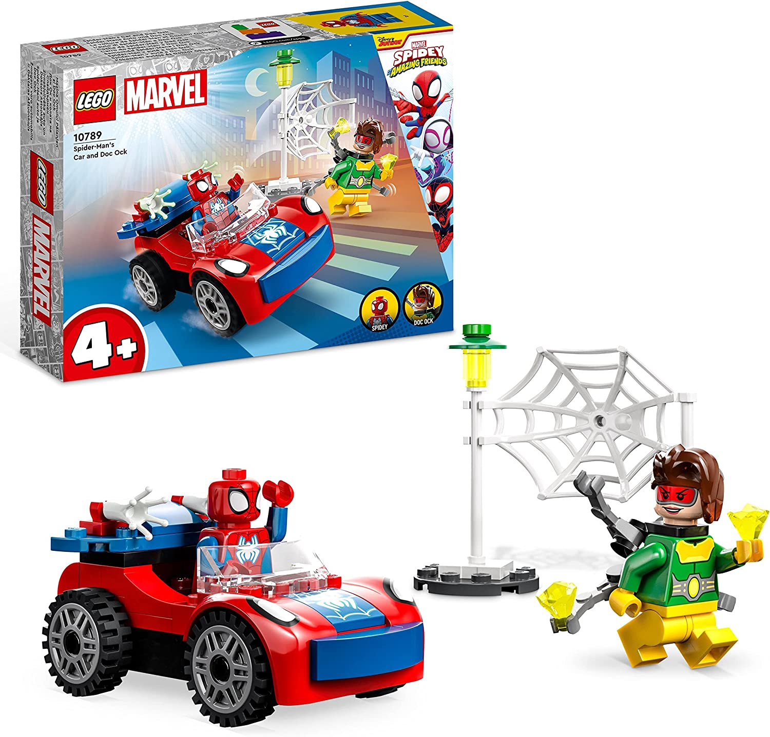 LEGO 10789 Marvel Spider-Mans Car and Doc Ock Set, Spidey and his Super Friends, Buildable Toy for Boys and Girls From 4 Years, with Glow in the Dark Parts