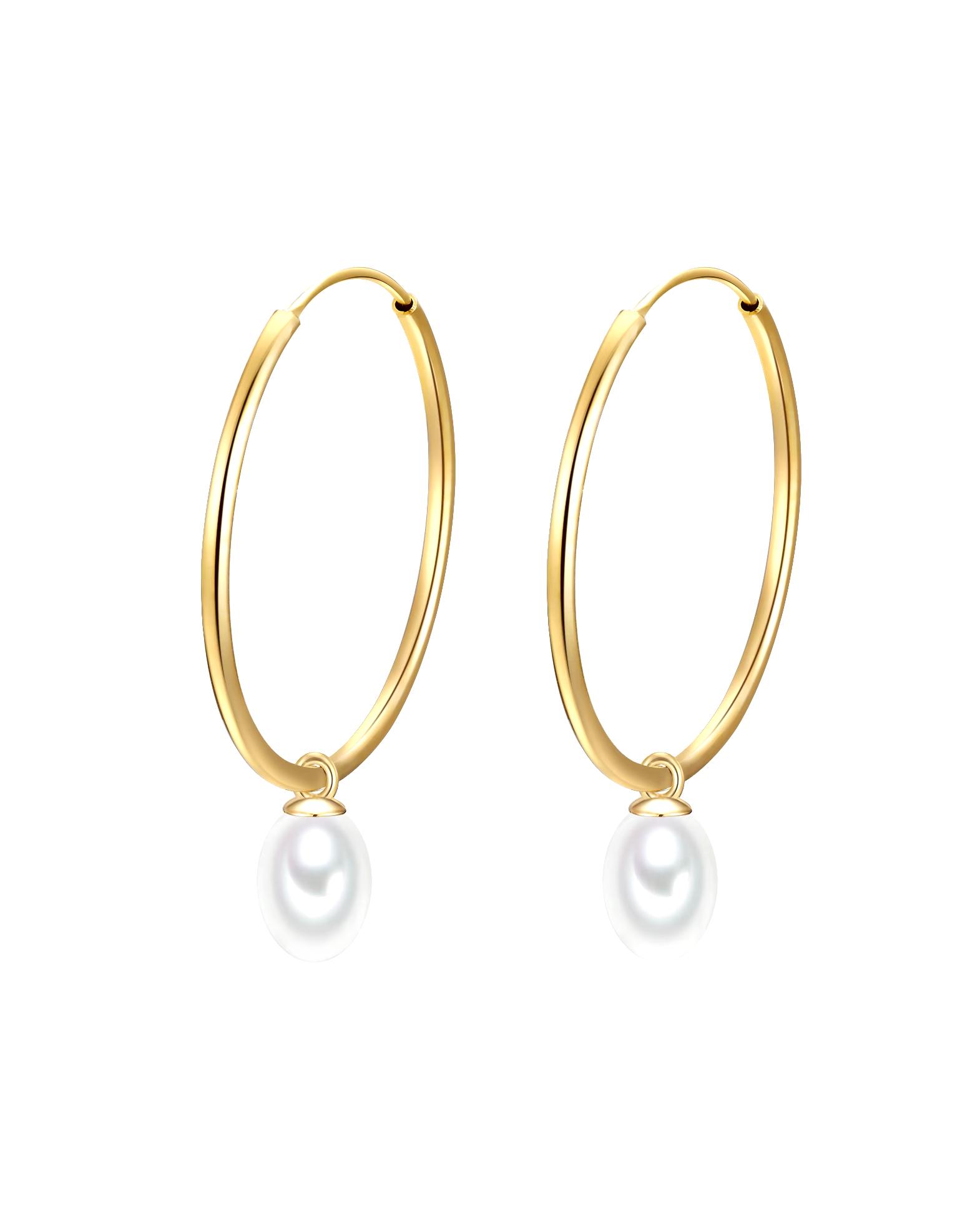 Highlights Munich hoop earrings sterling silver freshwater cultured pearl in yellow gold