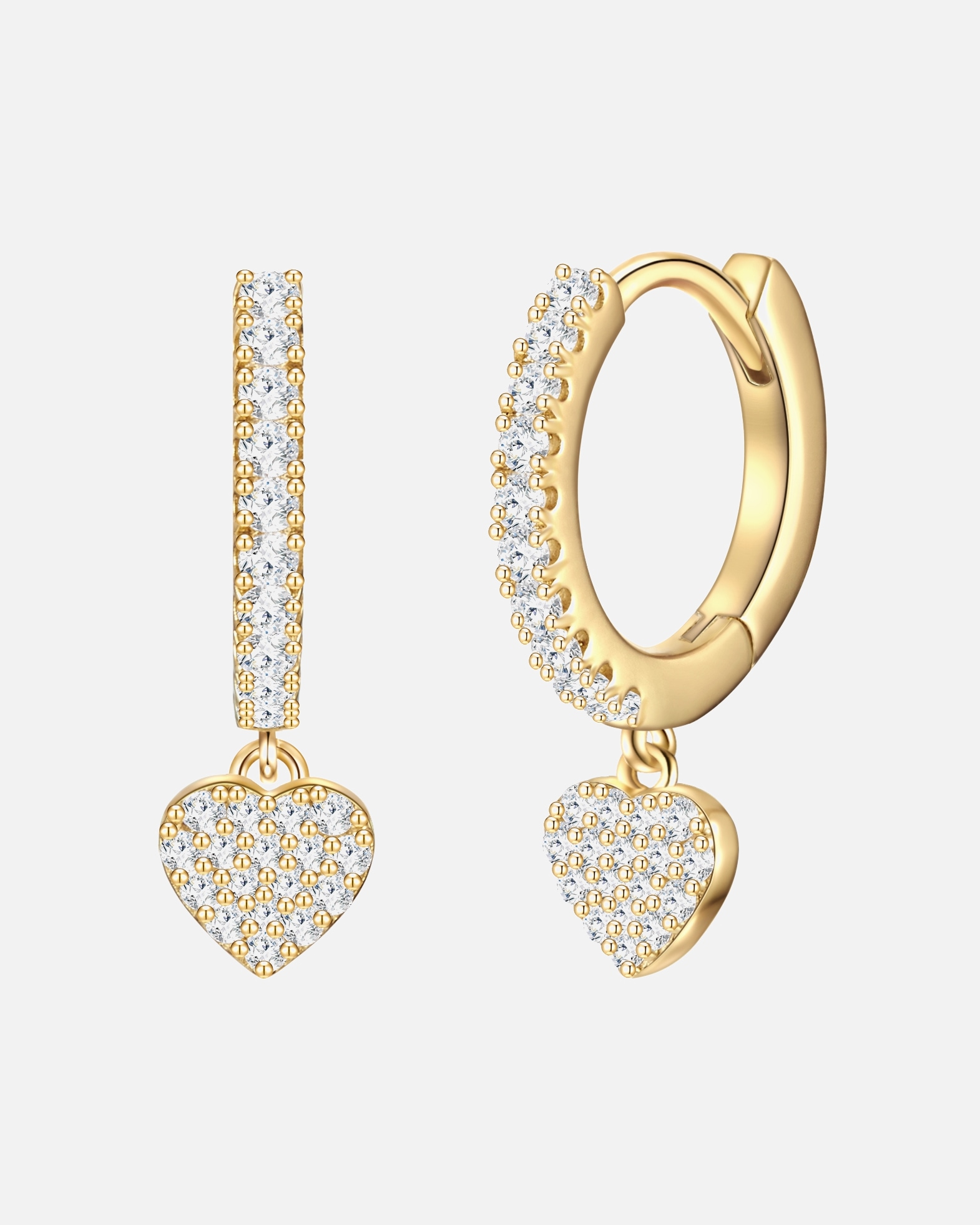 Highlights Munich earring hoop earrings heart sterling silver zirconia in yellow gold