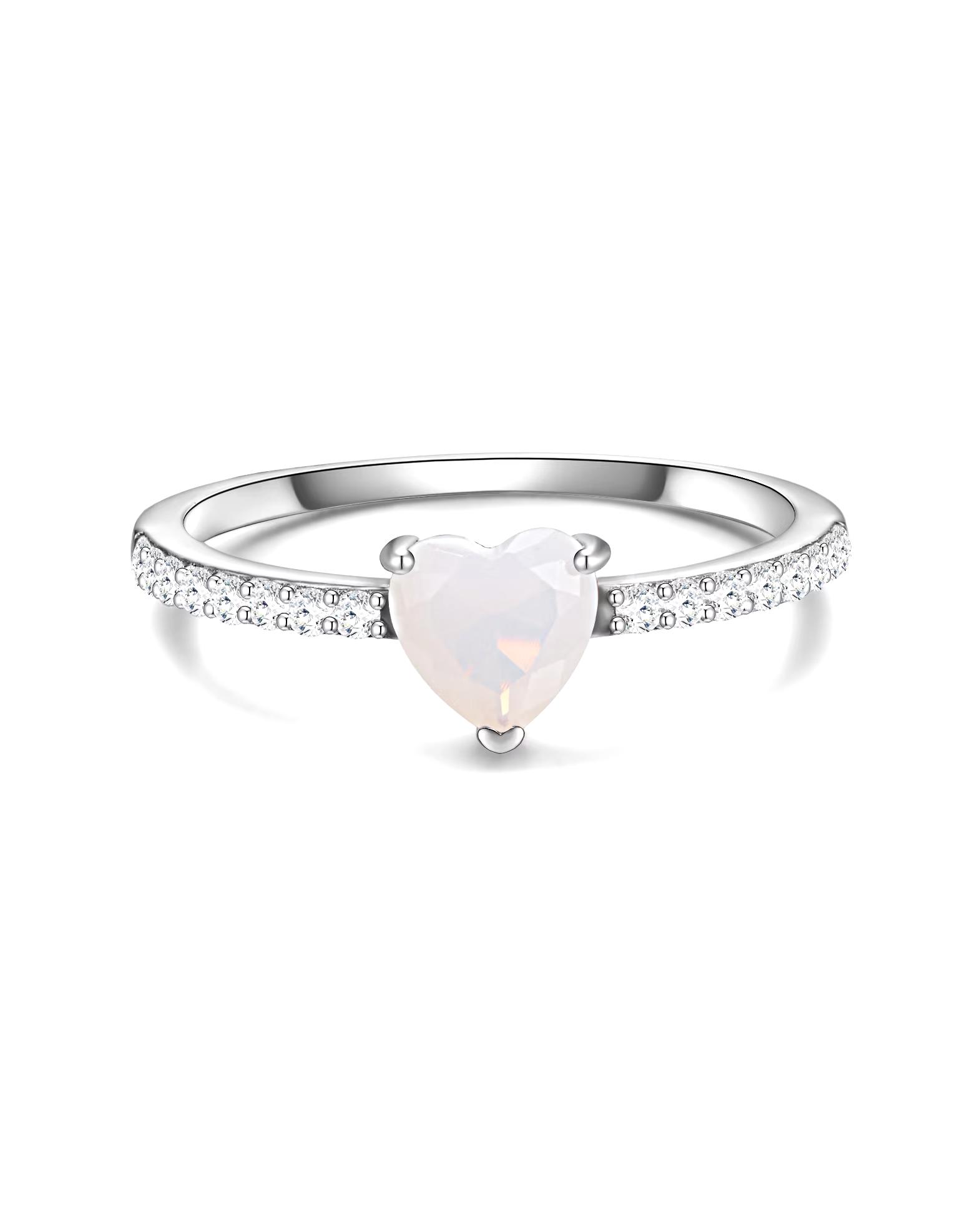 Highlights Munich Ring Ring Heart Sterling Silver Moonstone (synthetic) in silver