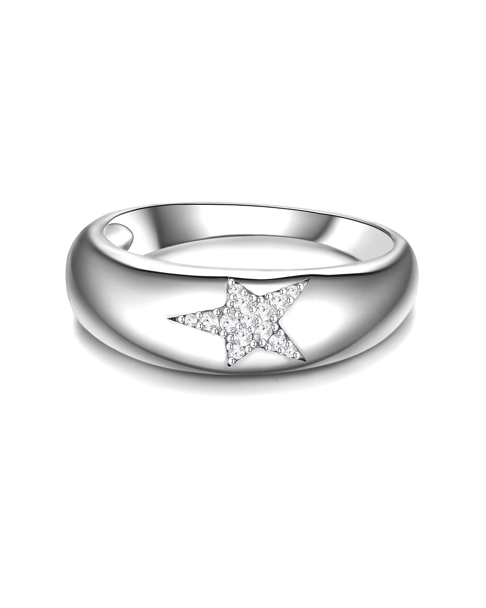 Highlights Munich Ring Ring Star Sterling Silver Zirconia in Silver