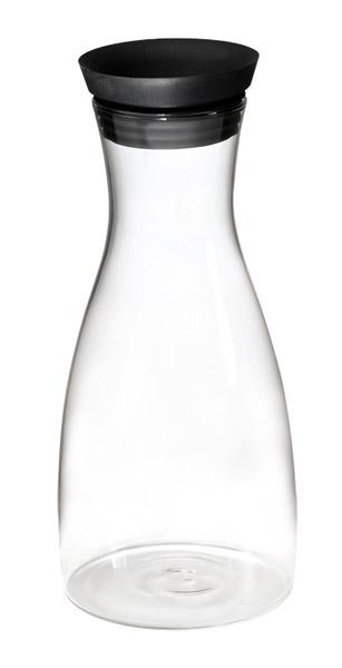 Glass carafe with stainless steel and silicone lid, D: 9.5 cm, H: 29 cm, contents: 1 liter.