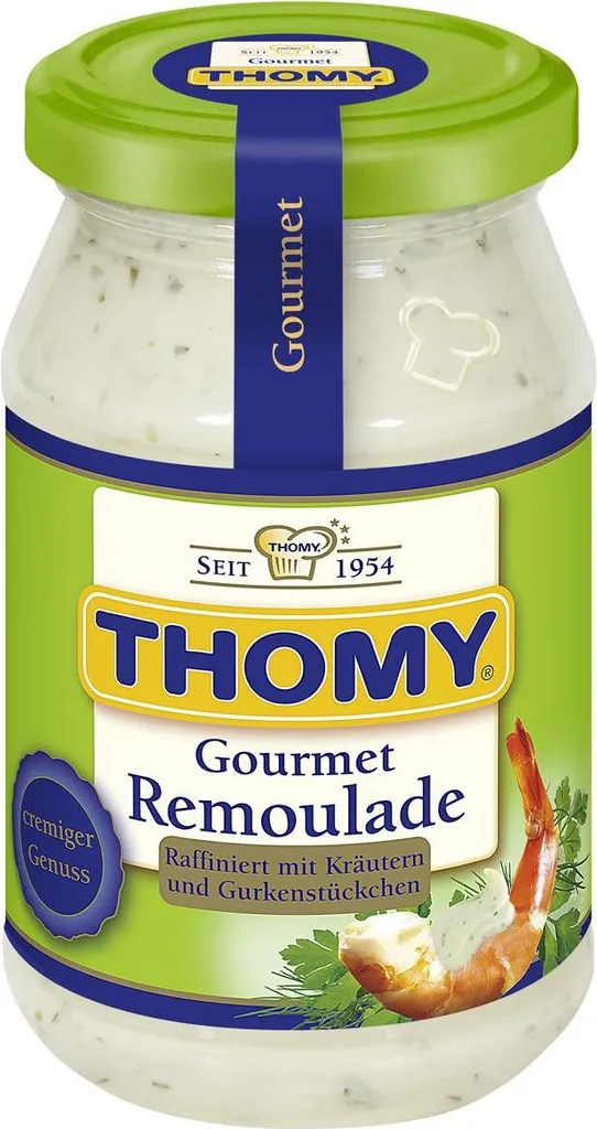 Glas -Thomy - Gourmet Remoulade mit Kräutern & ESSIGgurken - 250ml (hellgrün)