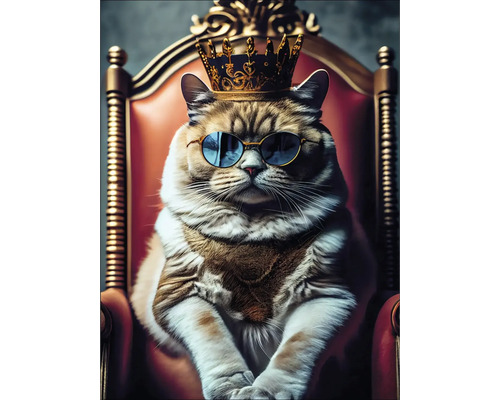 Glass picture The Cat Is King 60x80 cm