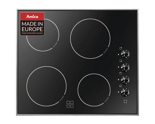 Glass ceramic hob with frame Amica 57.5 x 50.5 cm 4 cooking zones KMC 13282 E