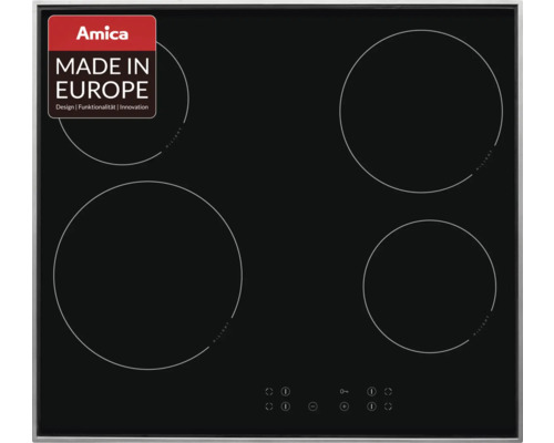 Glass ceramic hob with frame Amica 60 x 50.5 cm 4 cooking zones KMC 744 600 E