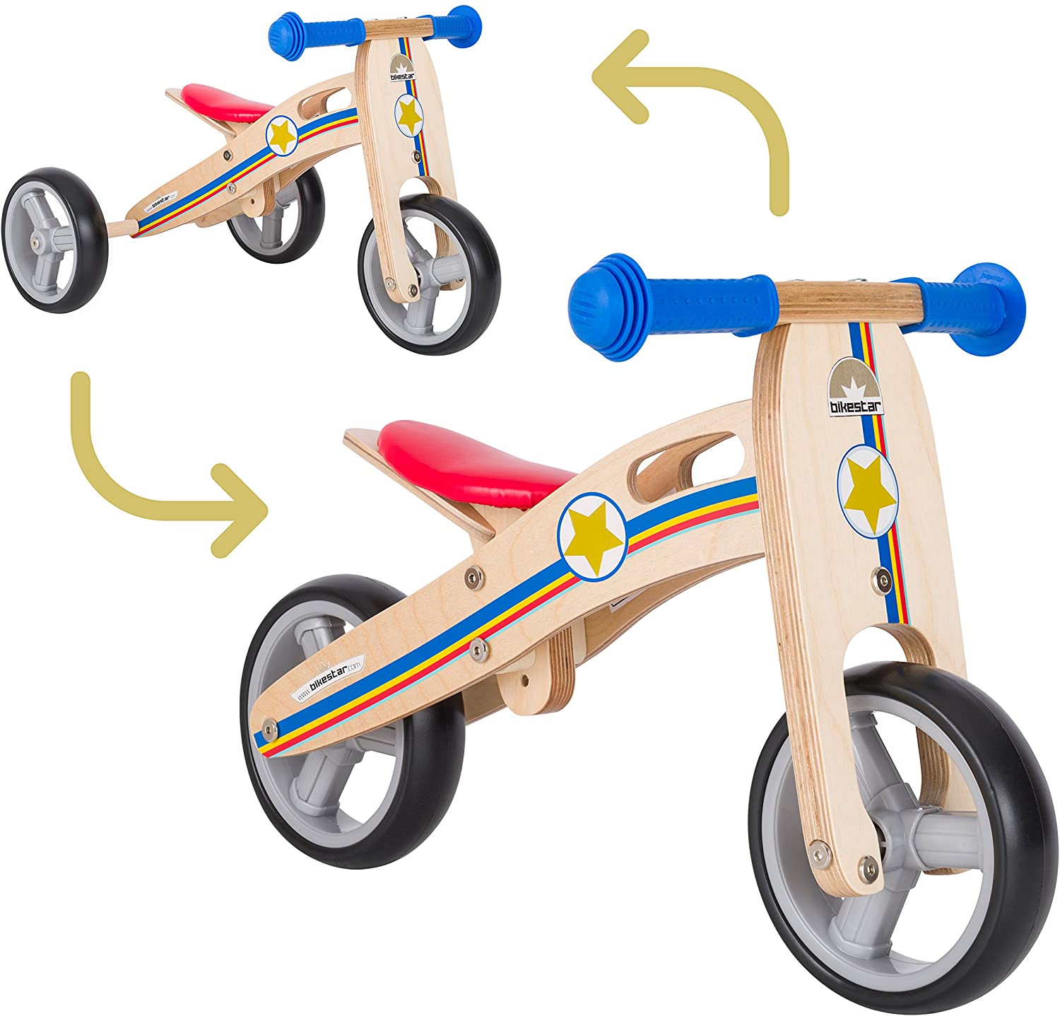 Bikestar Children’S Very Light Mini Wooden Walking Bike With Three Wheels F