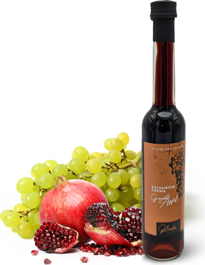 Happy Moments - Pomegranate Crema - 100ml Balsamic Crema Fruit Vinegar Preparation with 3% Acidity, for Dressings, Marinades & Desserts - Balsamic Vinegar from Germany, Delicatessen Gift Idea