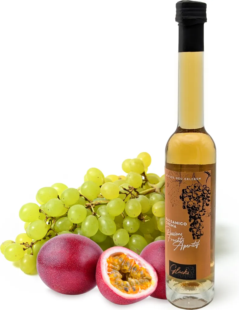 Happy Moments - Passion Fruit Aperitif - 100ml Balsamic Cream Fruit Vinegar Preparation with 3% Acidity, for Dressings, Marinades & Desserts - Balsamic Vinegar from Germany, Delicatessen Gift Idea