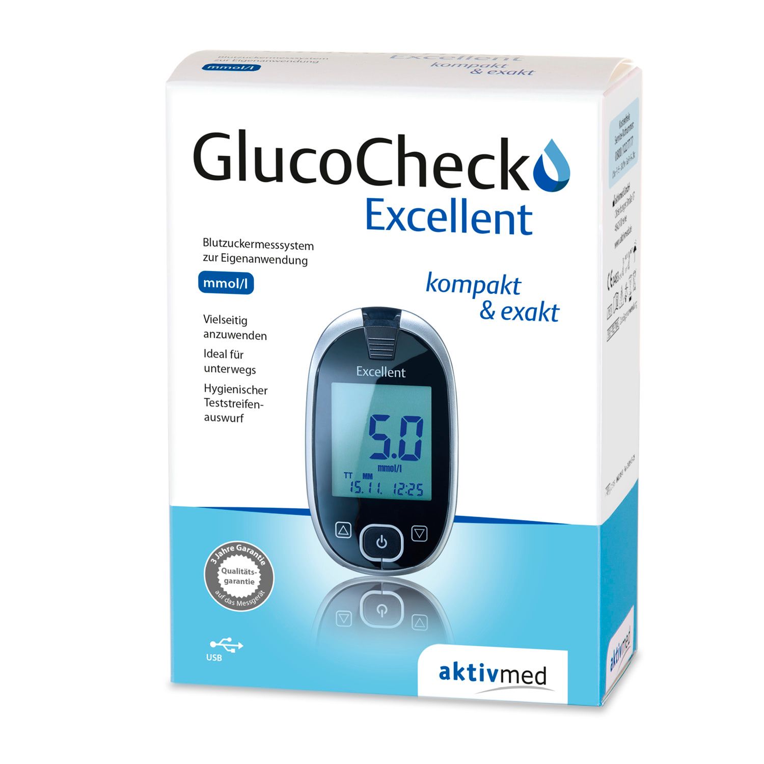 Glucocheck excellent measuring device set (MMOL/L) for blood sugar control