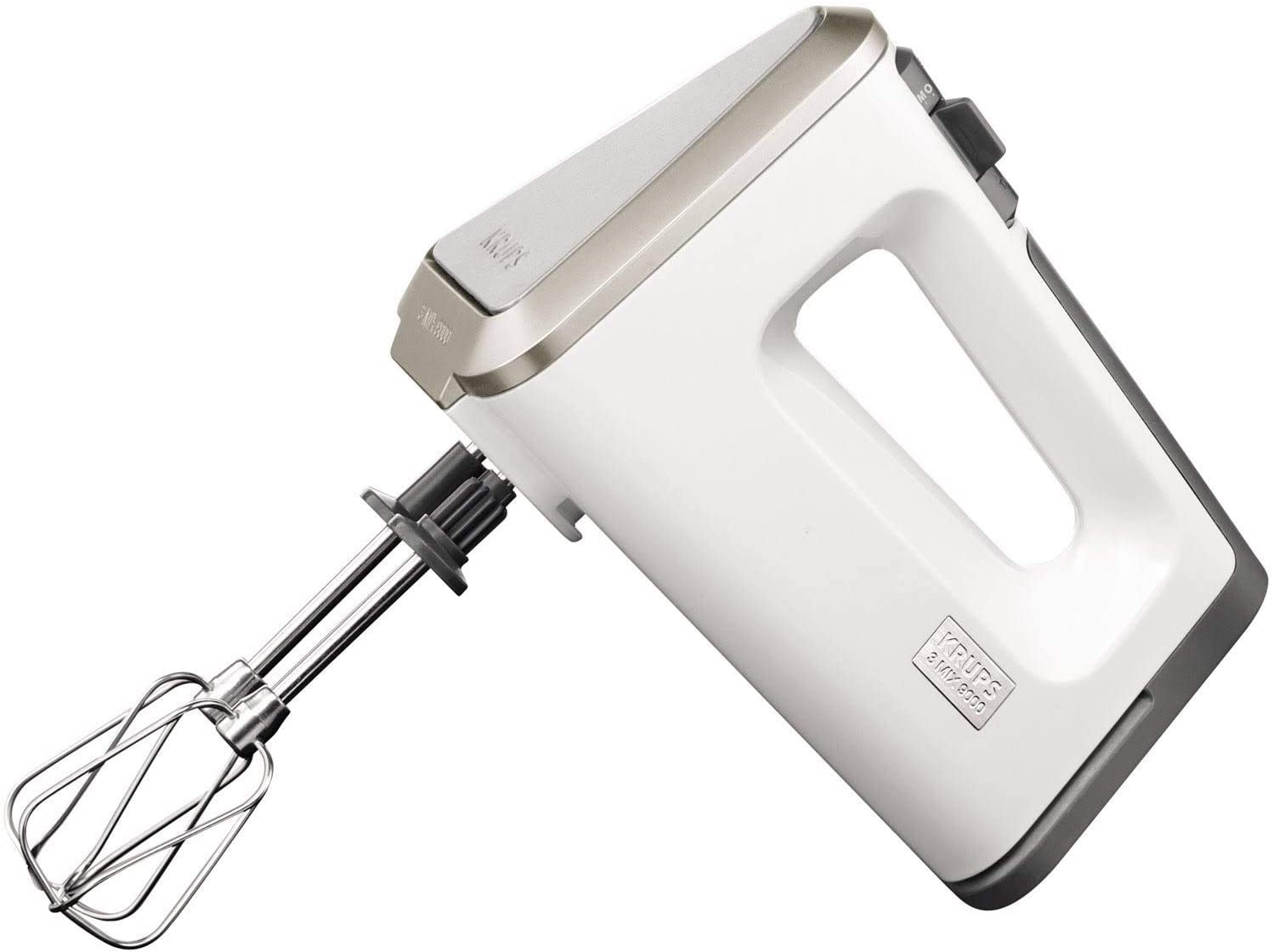 Krups Hand Blender 3 Mix 9000 Deluxe Quick Mixing Rod GN 9031 Silver/White Stainless Steel Attachments Rear Made of High-Quality Santoprene Plastic Steplessly Adjustable/Turbo Function Kneading/Puriating/Stirringing/Chopping 3 Mix 9000