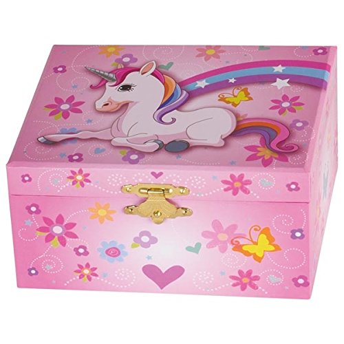 Goki 15543 Music Musical Box Unicorn Mythical Swan Lake Pink