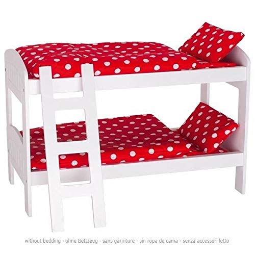 Goki 51552 Dolls Bunk Bed With Ladder In Red/White