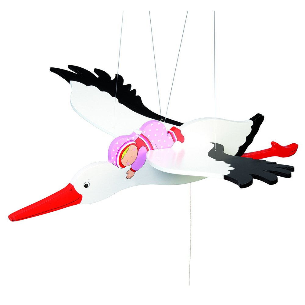 Goki 52929 Swing Toy Stork With Baby
