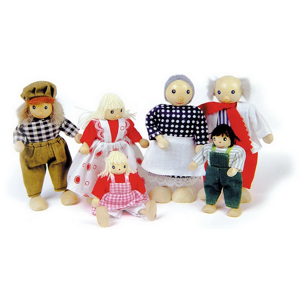 Goki Family Of Six Flexible Bendy Dolls - Farmers Millers Family