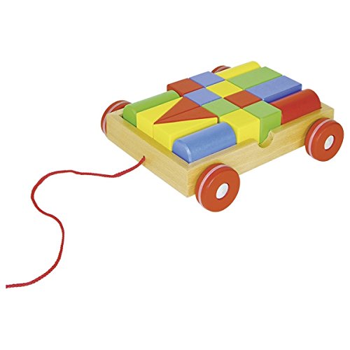 Goki Pull-Along Cart With 18-Building Bricks Basic