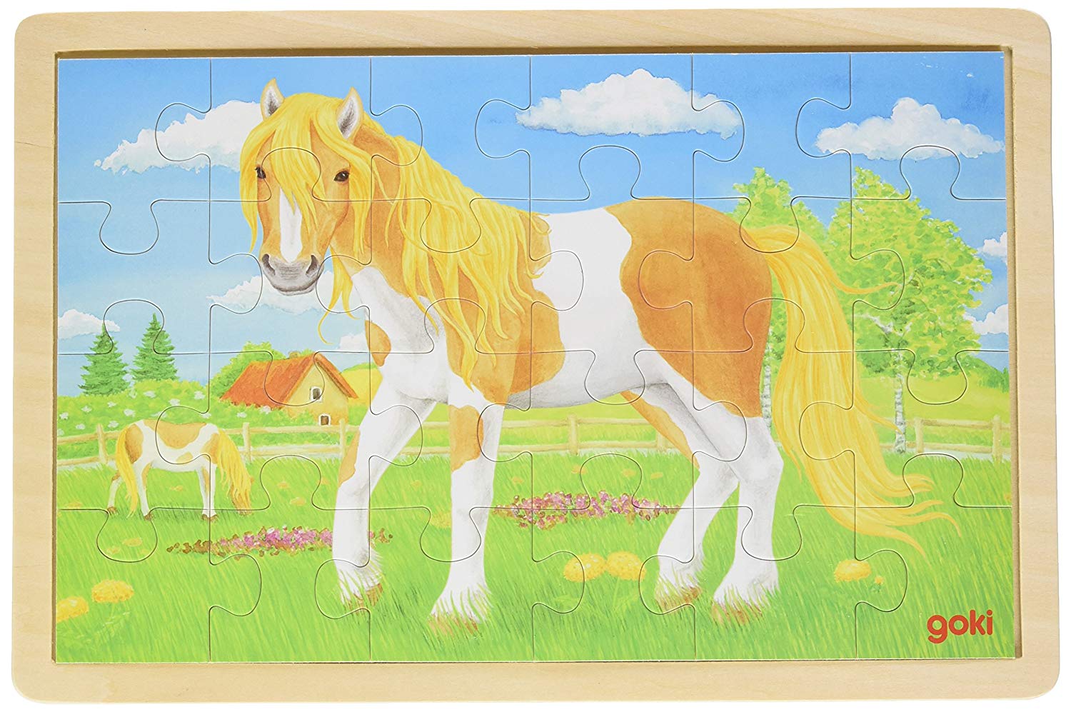 Goki Puzzle Horse On The Meadow 24Pieces Wood Puzzle