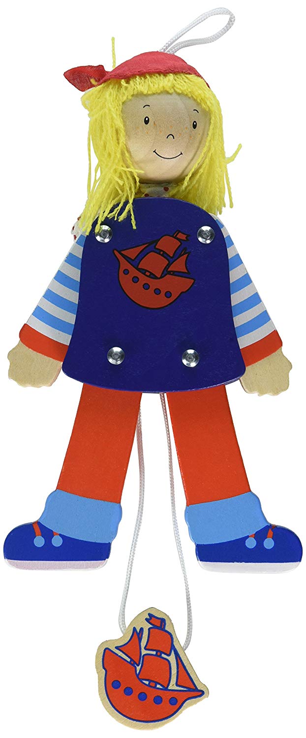 Goki Young Pirate Jumping Jack Ornament With Wooden Head