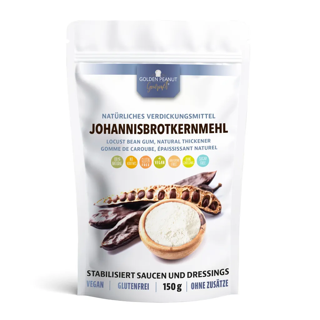 GOLDEN PEANUT Locust Bean Gum 150 g - natural thickener, vegan egg substitute, gluten-free cornstarch, baking and cooking