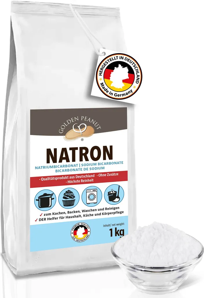 GOLDEN PEANUT Baking Soda Powder 1 kg - Sodium Bicarbonate, Baking Soda, Baking Powder, Washing Soda, Food Grade from Germany