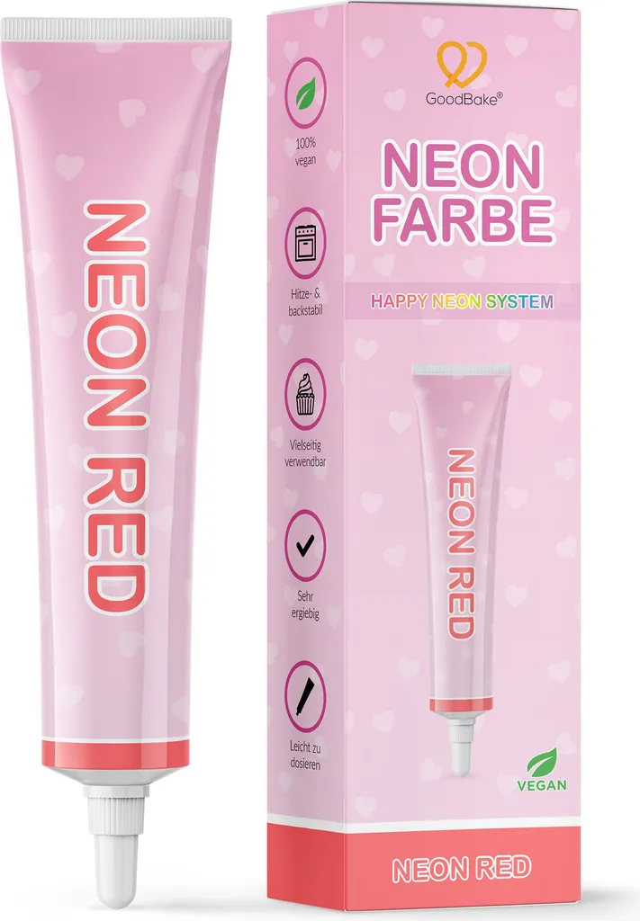 GoodBake Food Coloring Neon Red, intense, for baking, vegan, gluten-free