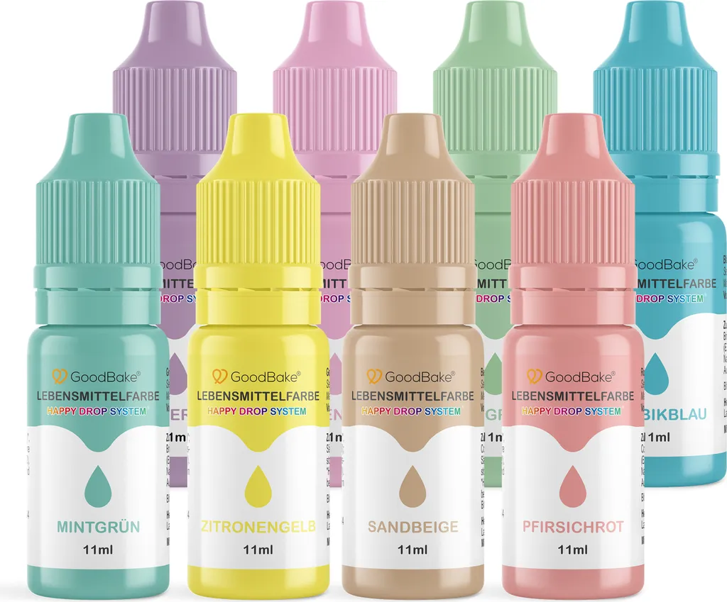 GoodBake Food Coloring Pastel Set, 8 Colors, Vegan, Sugar-Free, Gluten-Free