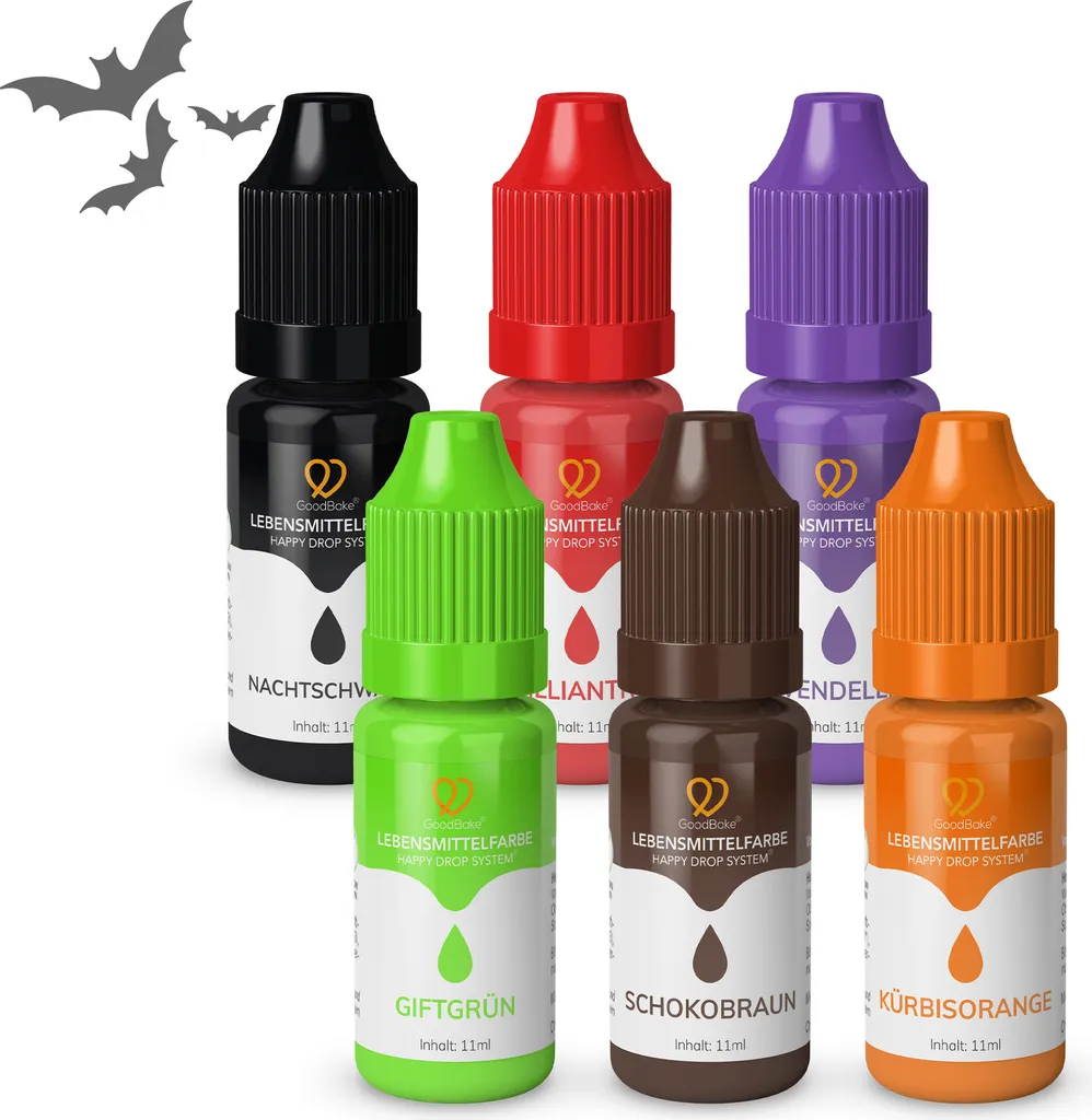 GoodBake Food Coloring Halloween Set, 6 Colors, Sugar-Free, Vegan, for Baking