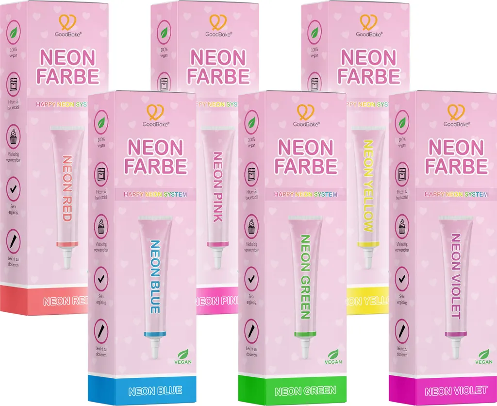 GoodBake Neon Food Colors Set of 6 - Happy Neon System