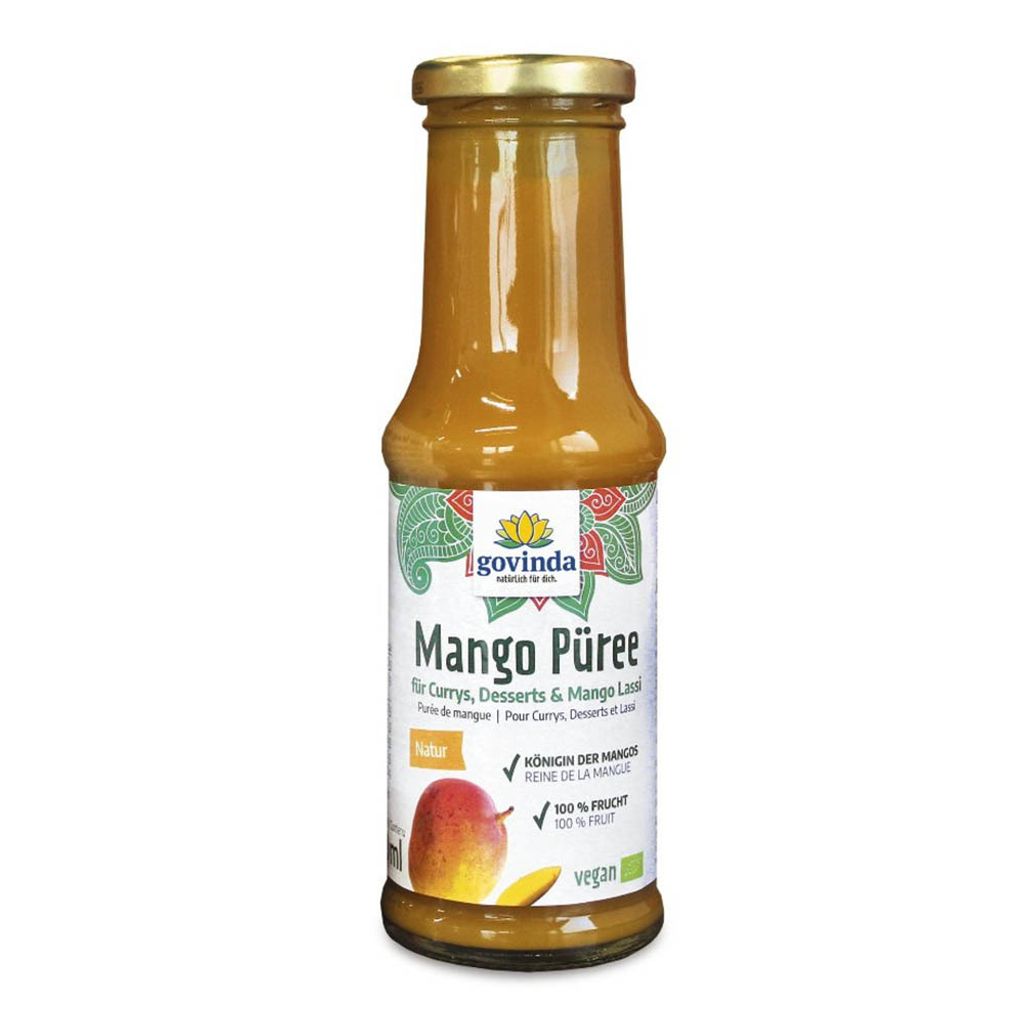 Govinda Natural Mango Puree Mango, Container, 335 kJ, 80 kcal, 19 g, 17 g