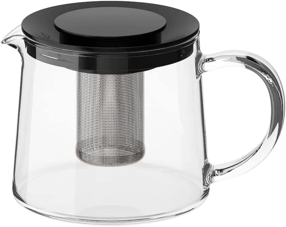 RKK Premium Glass Teapot 1.5 Litre Borosilicate Glass with Removable Stainless Steel Strainer Rustproof Heat Resistant for Tea Glass Jug with Lid Loose Tea Full Tea Aroma - Dishwasher Safe Glass
