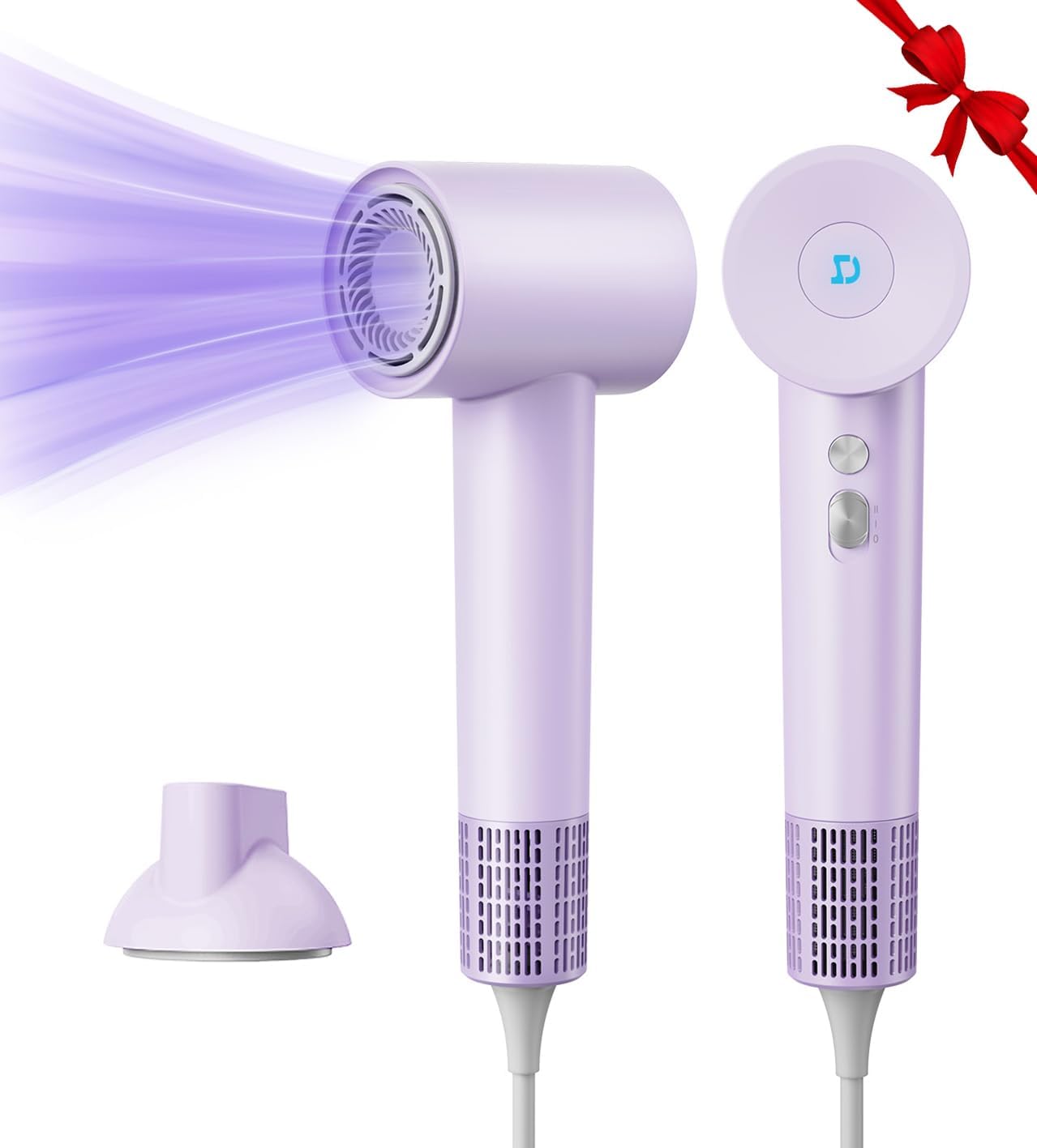 Hair Dryer, 110,000 rpm Brushless Motor Hair Dryer, 500 Million Negative Ion Hair Dryer, Hair Care, Quick Drying, Low Noise (51 dB) Intelligent Thermostat Travel Dryer with Nozzle, Purple