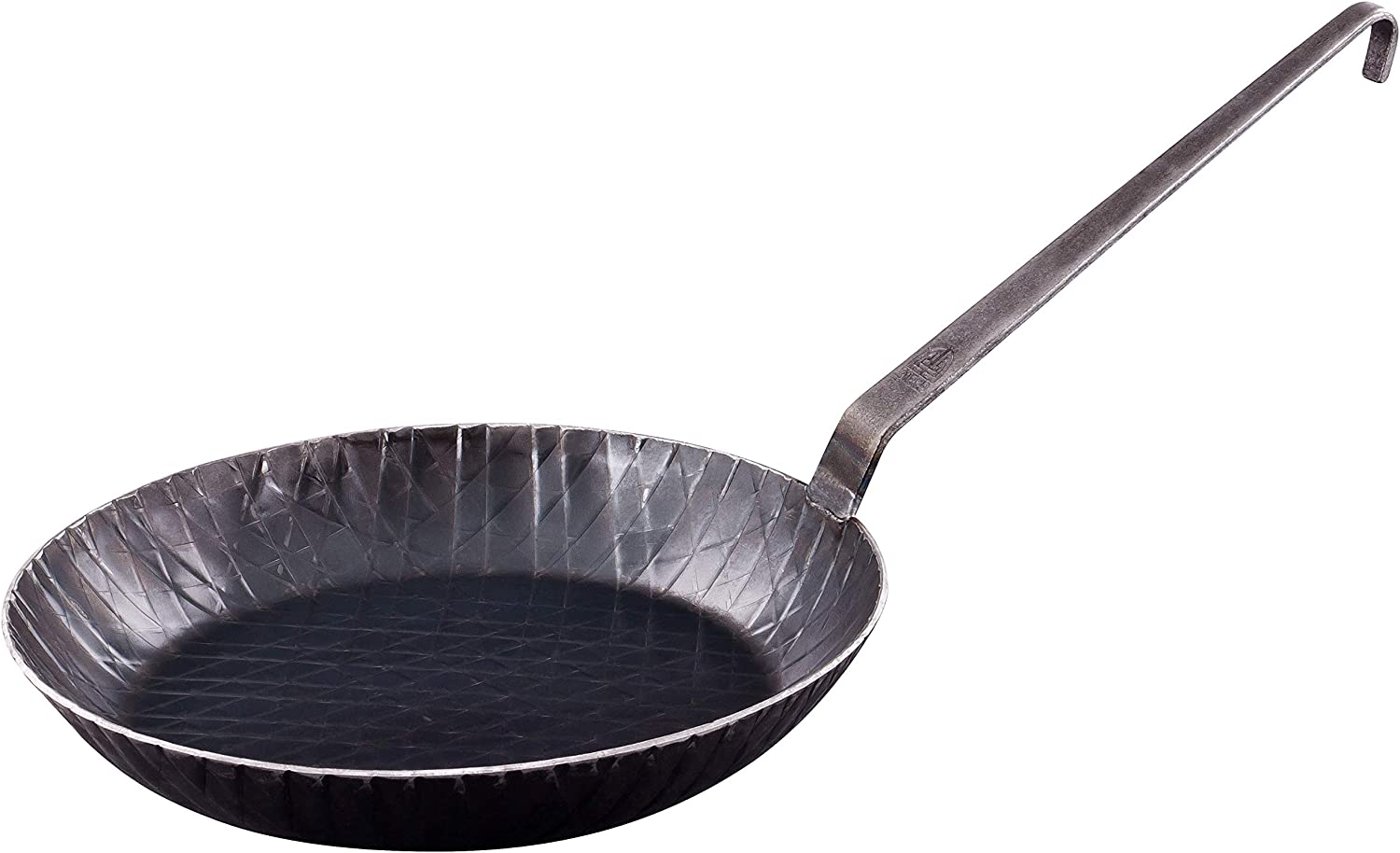 GRAWE Gräwe, Wrought Iron Frying Pan with Hook Handle, 28 cm in Diameter, Extra High Rim, Uncoated Professional Pan, Ø 28 cm