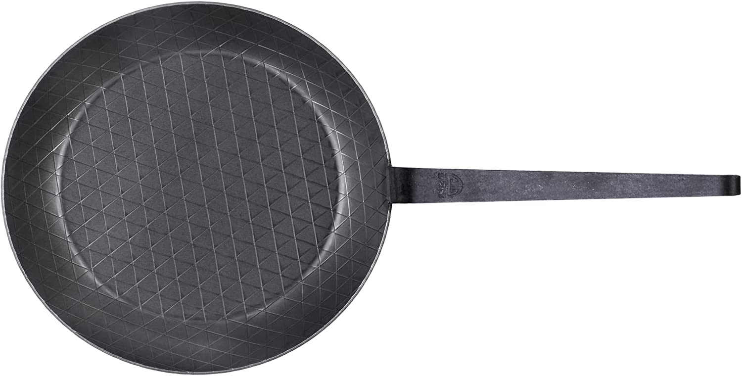 Gräwe, Wrought Iron Frying Pan with Hook Handle, 28 cm in Diameter, Extra High Rim, Uncoated Professional Pan, Ø 28 cm
