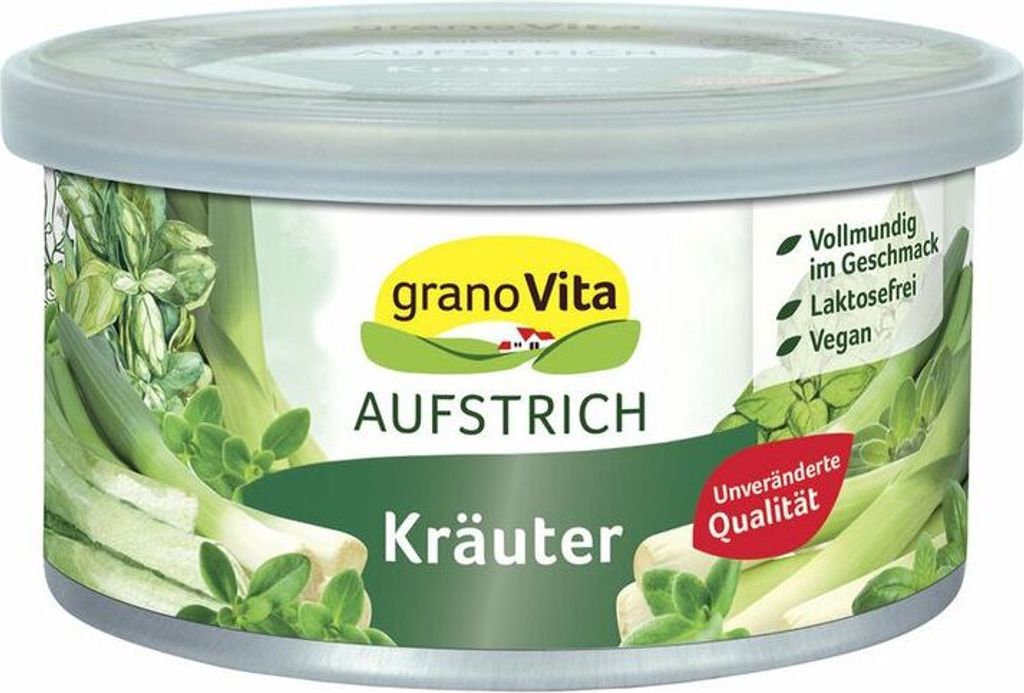 granoVita Veganer Brotaufstrich mit Lauch und Kräutern - 125g x 12  - 12er Pack VPE