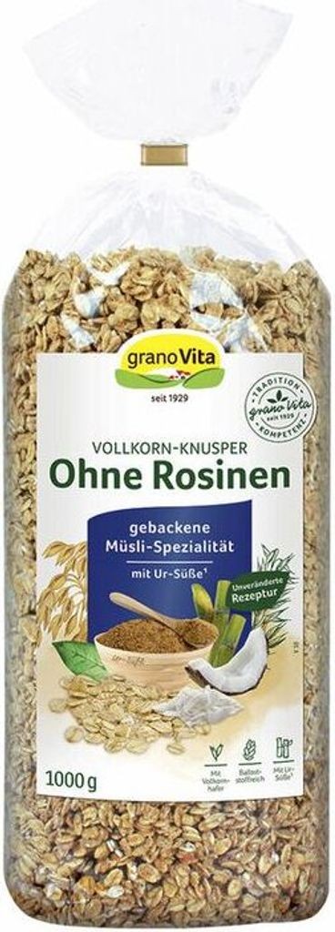 granoVita Vollkorn-Knusper ohne Rosinen - 1000g x 6  - 6er Pack VPE