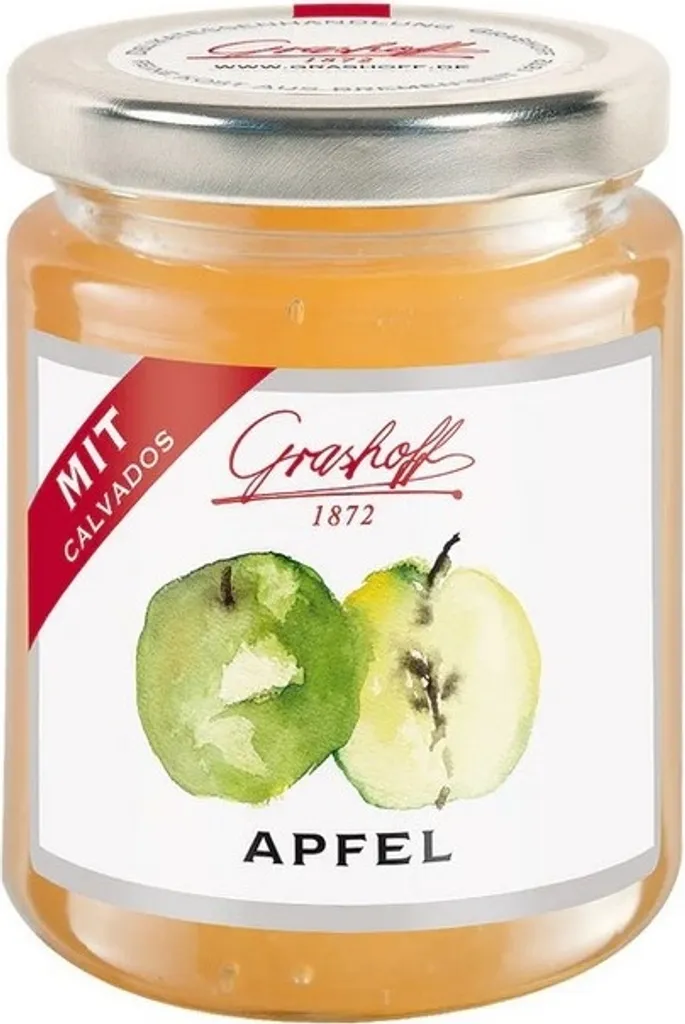 Grashoff Apfelkonfitüre Extra mit Calvados, 250 g, 3er Pack (3 x 250 g) …