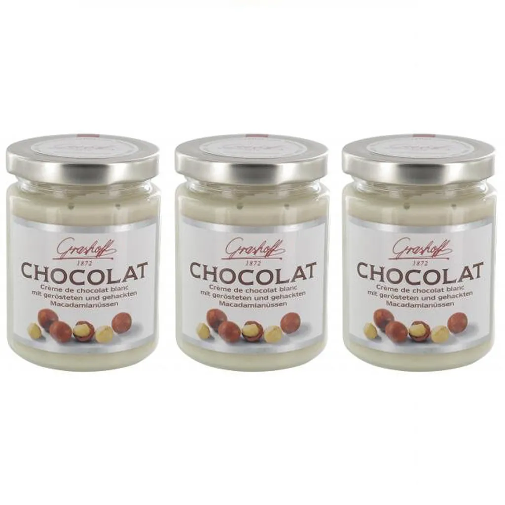 Grashoff Weiße Schokoladencreme Macadamianüssen 235g 3er Pack
