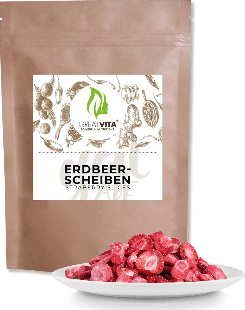 GreatVita Dried Strawberries 250g | Freeze-dried strawberry slices, no added sugar