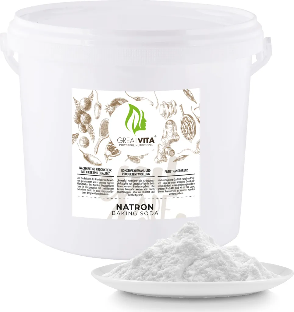 GreatVita Baking Soda Powder 5 kg Bucket | Food Grade E500ii, Baking Powder Baking Soda