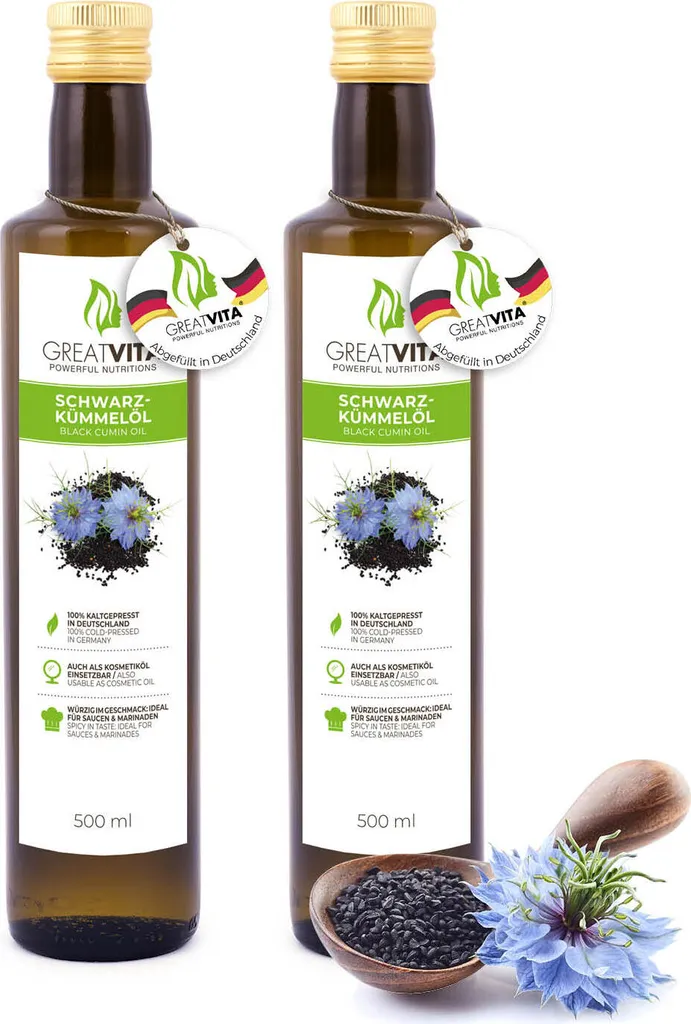 GreatVita Black Cumin Oil, 2x500ml Jar