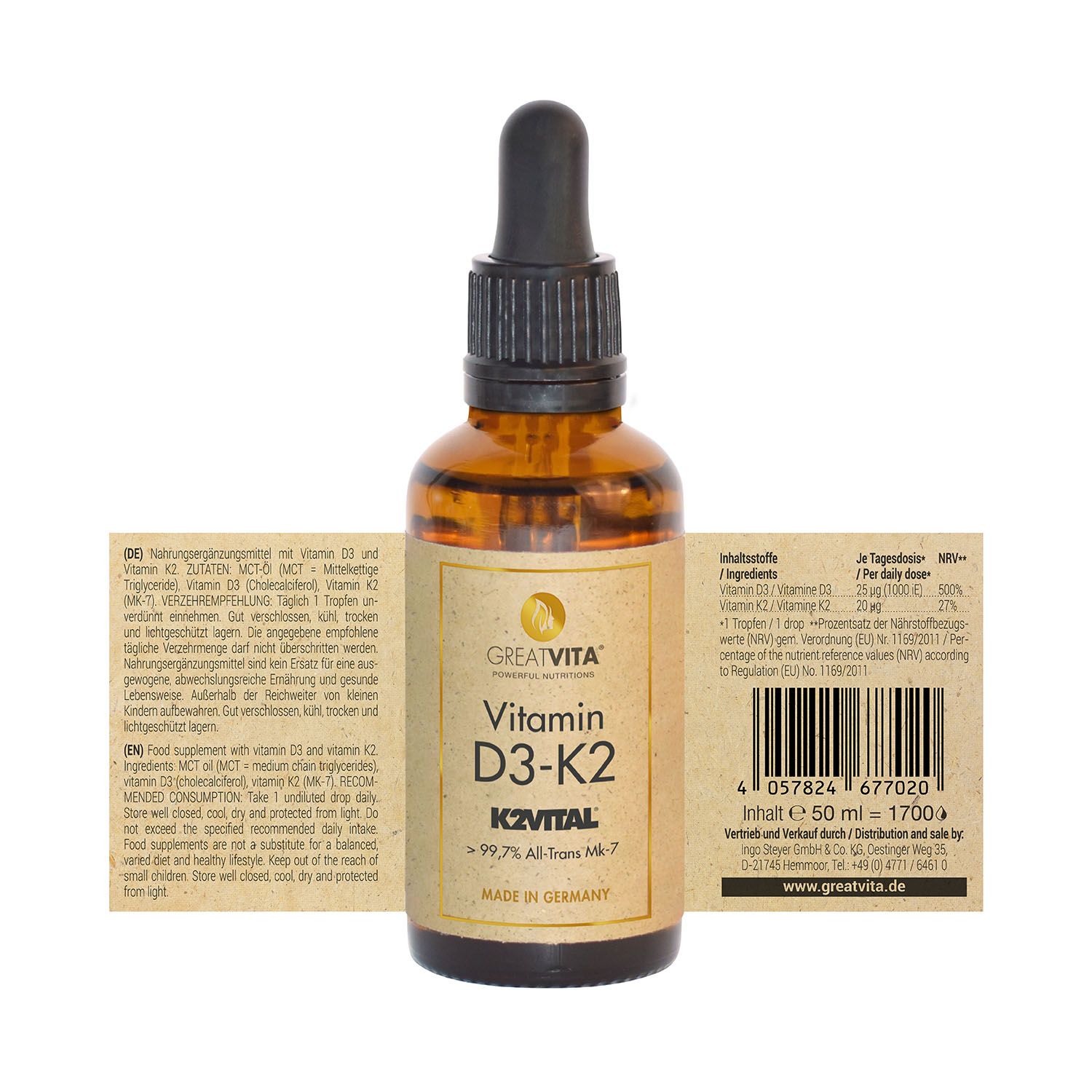 GreatVita Vitamin D3 + K2 drops