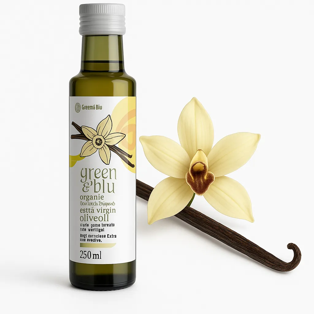 Green&blu, Flavored Olive Oil, Olive Oil 250 ml, Extra Virgin Vanilla, Greek Olive Oil, Greek Food, Olive Oil Greece