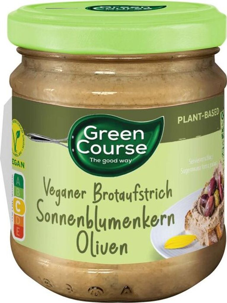 Green Course Veganer Brotaufstrich Sonnenblumenkern Oliven - 180g x 6  - 6er Pack VPE