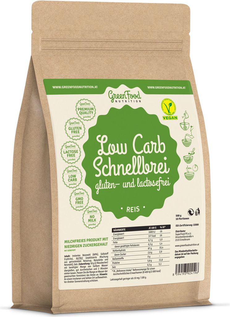 GreenFood Nutrition LOW CARB quick porridge without gluten and lactose 500g